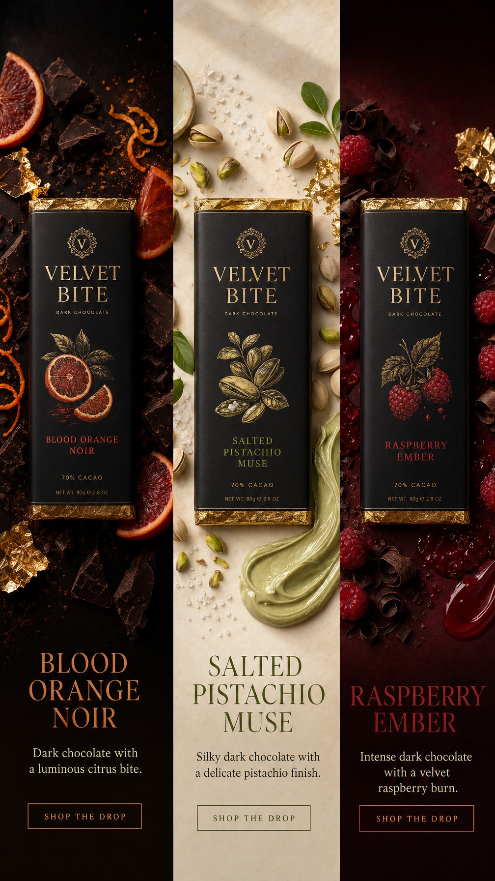 Premium food ecommerce ad output for chocolate product campaign
